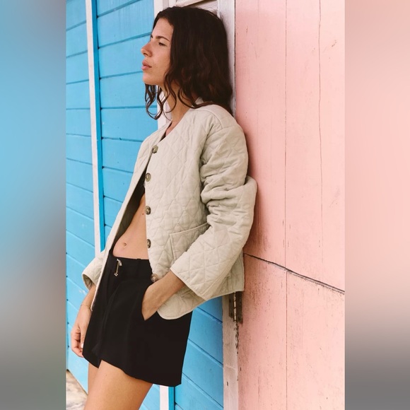New ZARA Padded Linen Jacket
